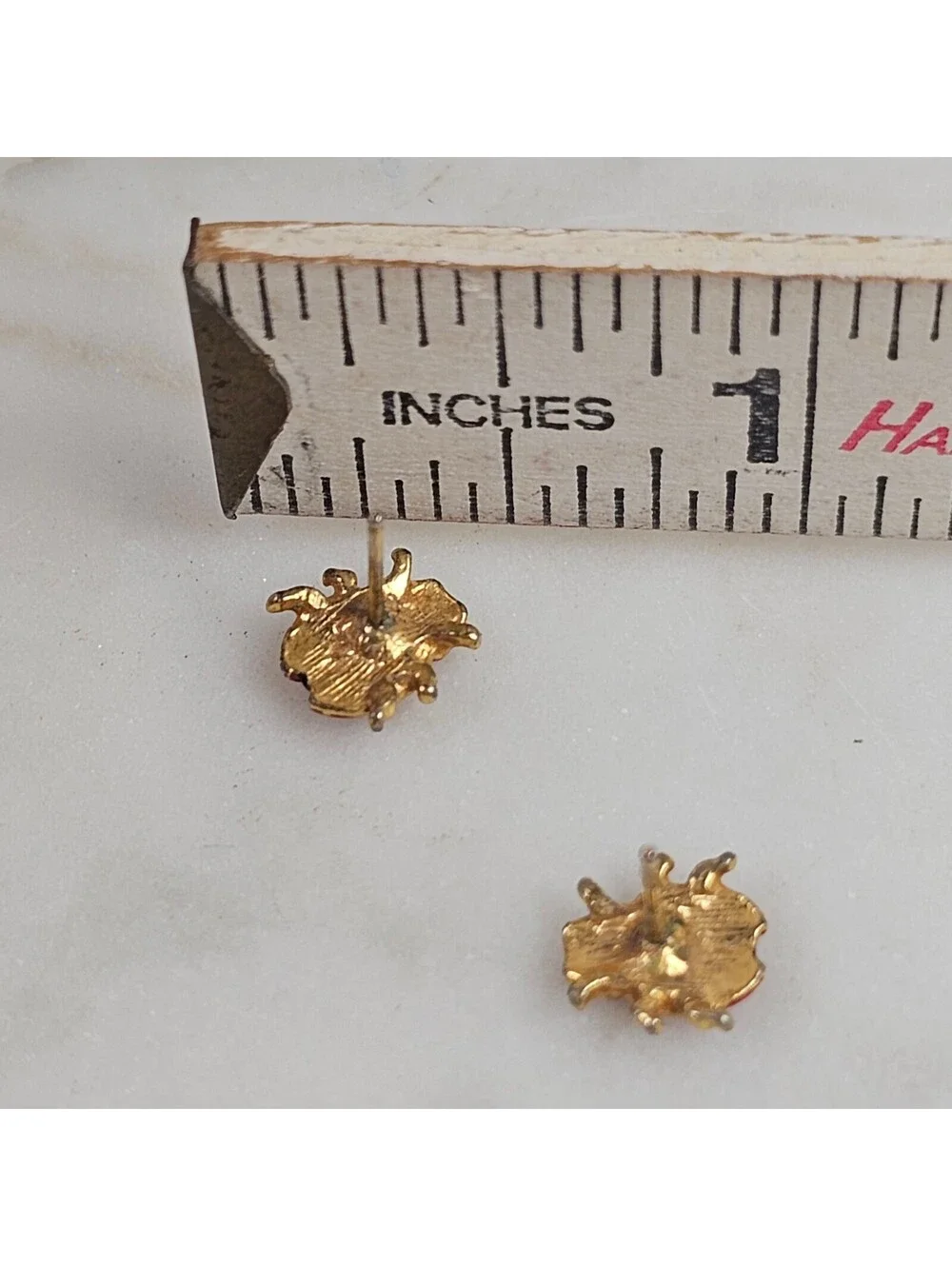 Vintage Ladybug Jewelry Set Brooch Stick Pin Post Earrings Red Enamel